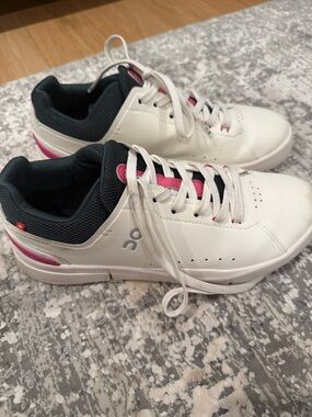 On Running Women's White Sneakers with Pink Accents